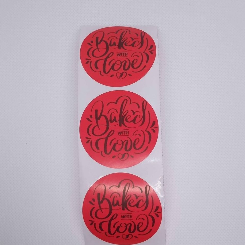 💙100 Baked with Love- Round Shipping Labels Thermal Packaging Stickers 2"x2"💙